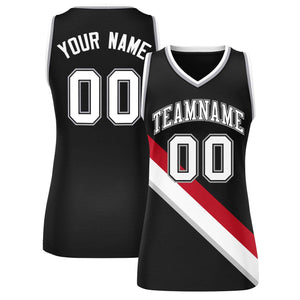 Custom Black Gray-White Thick Slash Fashion Tops Mesh Basketball Jersey For Women