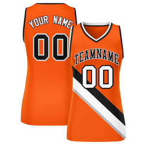 Custom Orange Black-White Thick Slash Fashion Tops Mesh Basketball Jersey For Women