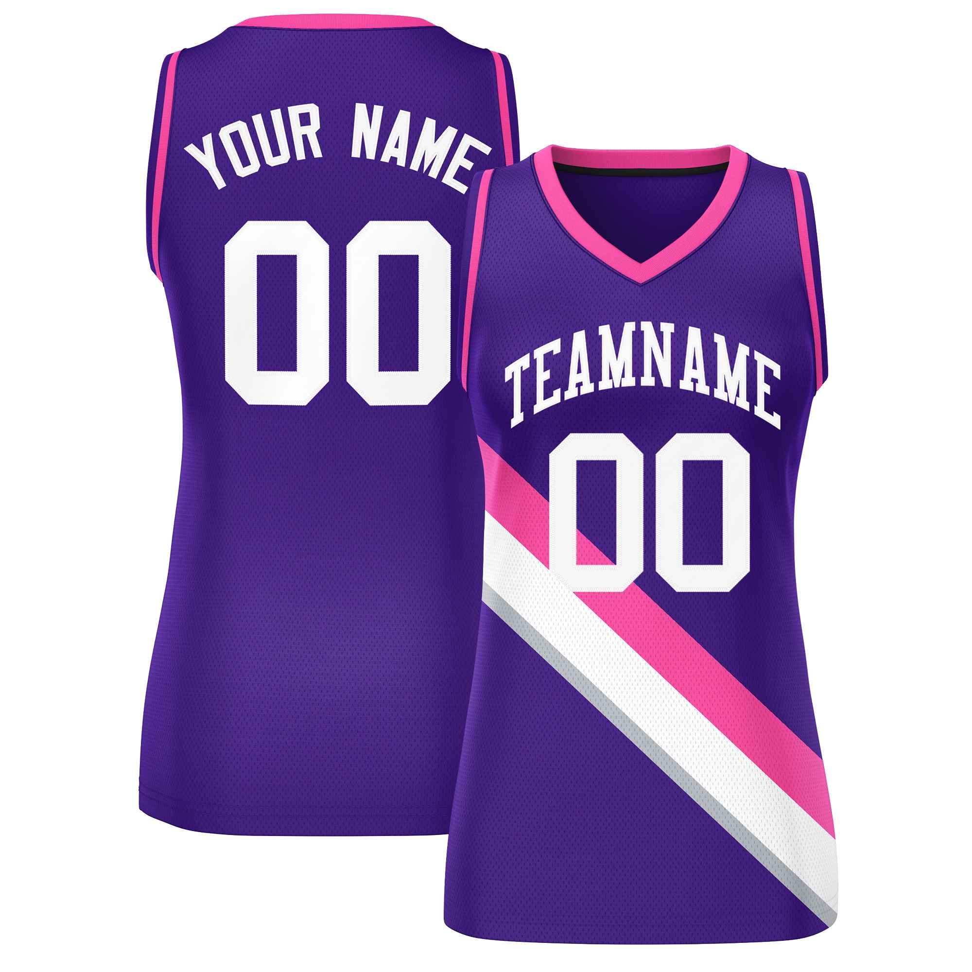 Custom Purple Pink-Purple Thick Slash Fashion Tops Mesh Basketball Jersey For Women