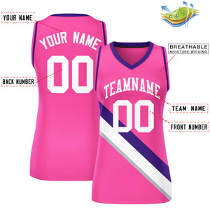 Custom Pink Purple-Pink Thick Slash Fashion Tops Mesh Basketball Jersey For Women