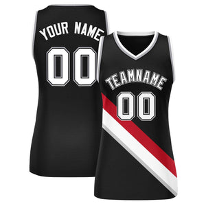 Custom Black Gray-White Thick Slash Fashion Tops Mesh Basketball Jersey For Women