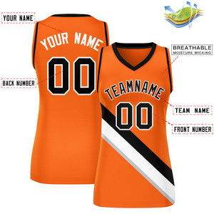 Custom Orange Black-White Thick Slash Fashion Tops Mesh Basketball Jersey For Women