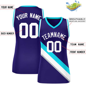 Custom Purple White-Powder Blue Thick Slash Fashion Tops Mesh Basketball Jersey For Women