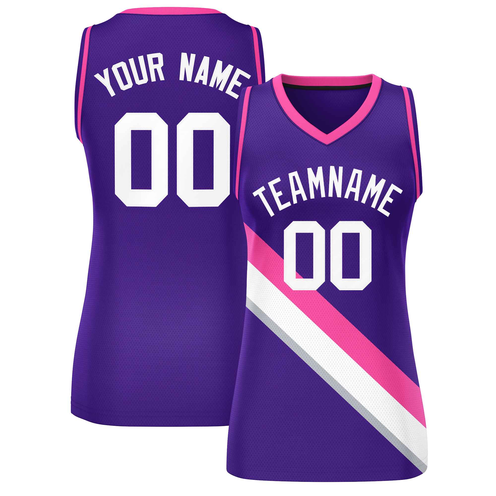 Custom Purple Pink-Purple Thick Slash Fashion Tops Mesh Basketball Jersey For Women