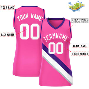 Custom Pink Purple-Pink Thick Slash Fashion Tops Mesh Basketball Jersey For Women