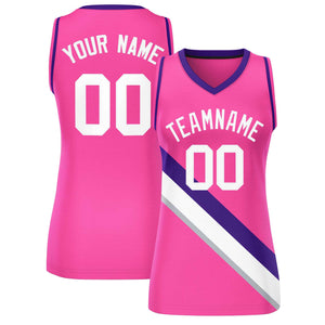 Custom Pink Purple-Pink Thick Slash Fashion Tops Mesh Basketball Jersey For Women