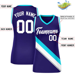 Custom Purple White-Powder Blue Thick Slash Fashion Tops Mesh Basketball Jersey For Women