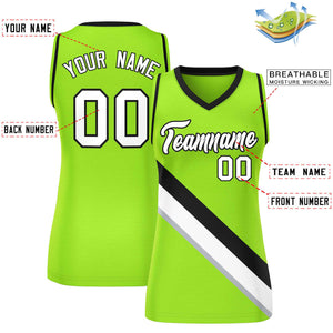 Custom Neon Green Black-Neon Green Thick Slash Fashion Tops Mesh Basketball Jersey For Women