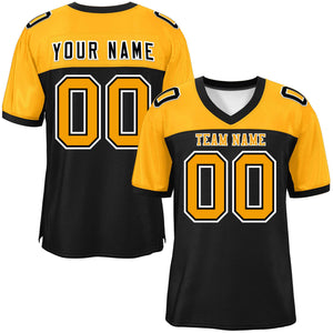 Custom Black-Yellow Raglan Sleeves Fashion Authentic Football Jersey