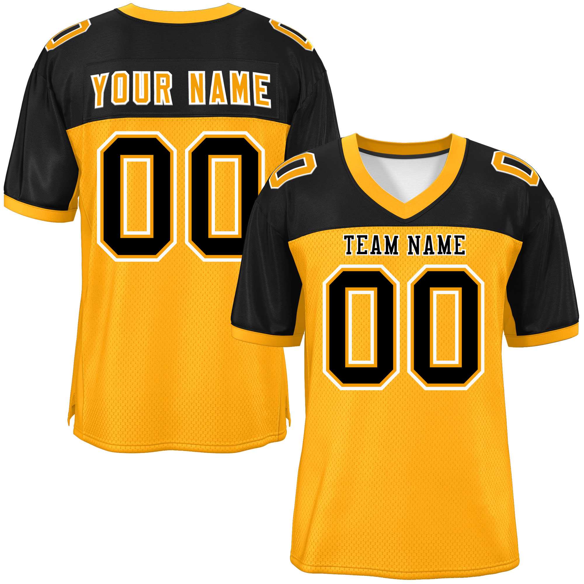 Custom Yellow-Black Raglan Sleeves Fashion Authentic Football Jersey