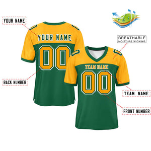 Custom Green-Yellow Raglan Sleeves Fashion Authentic Football Jersey