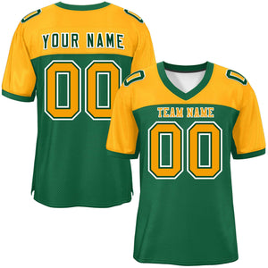 Custom Green-Yellow Raglan Sleeves Fashion Authentic Football Jersey