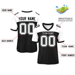 Custom Black-White Raglan Sleeves Fashion Authentic Football Jersey