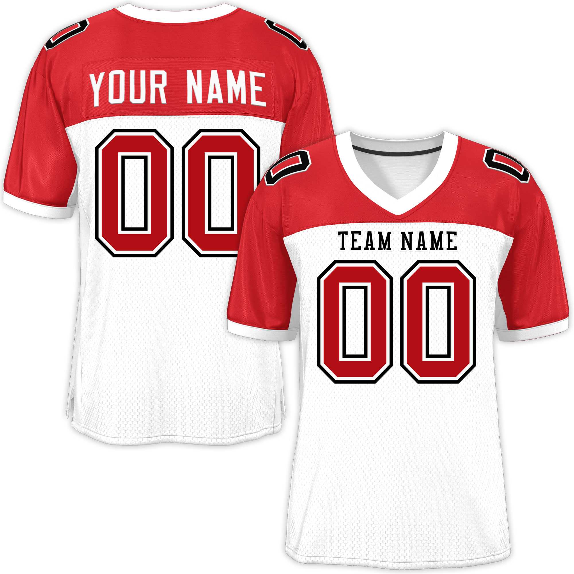 Custom White-Red Raglan Sleeves Fashion Authentic Football Jersey