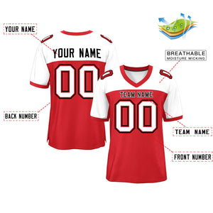 Custom Red-White Raglan Sleeves Fashion Authentic Football Jersey