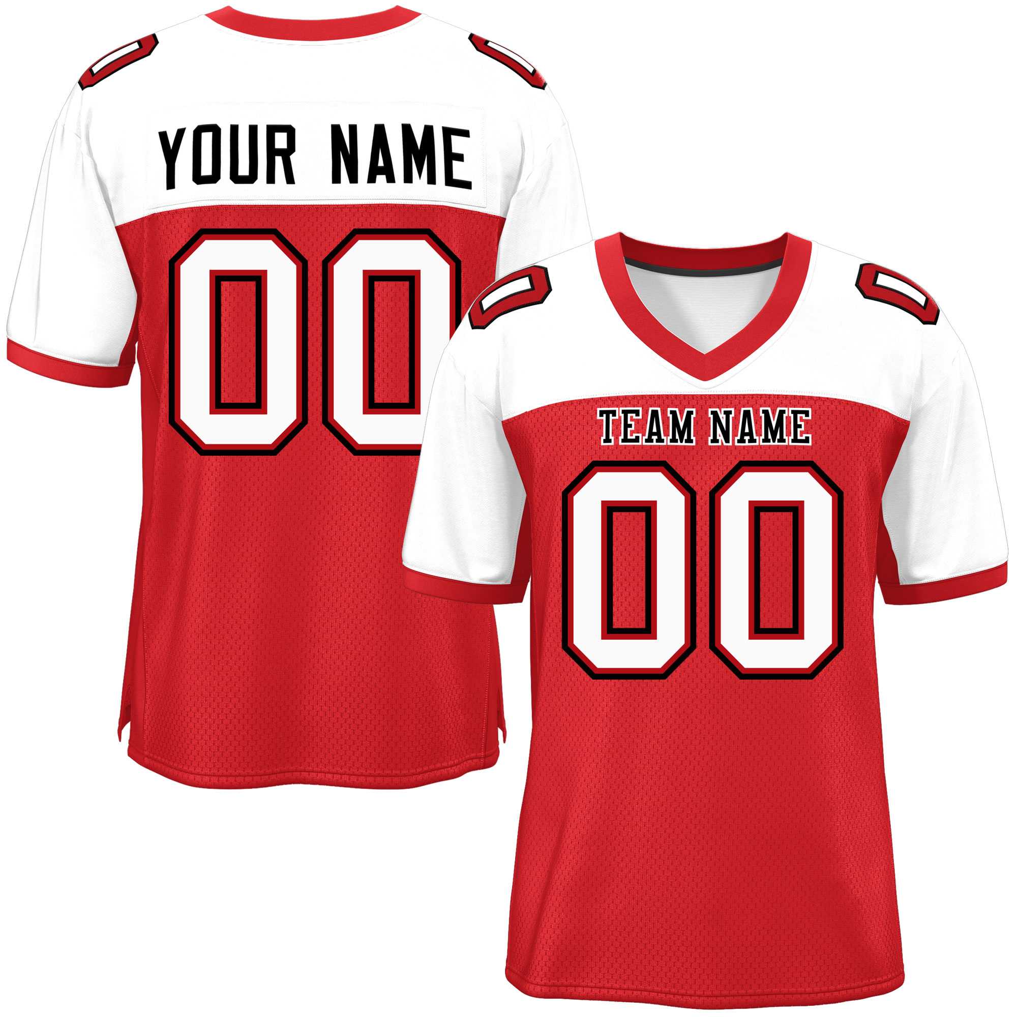 Custom Red-White Raglan Sleeves Fashion Authentic Football Jersey