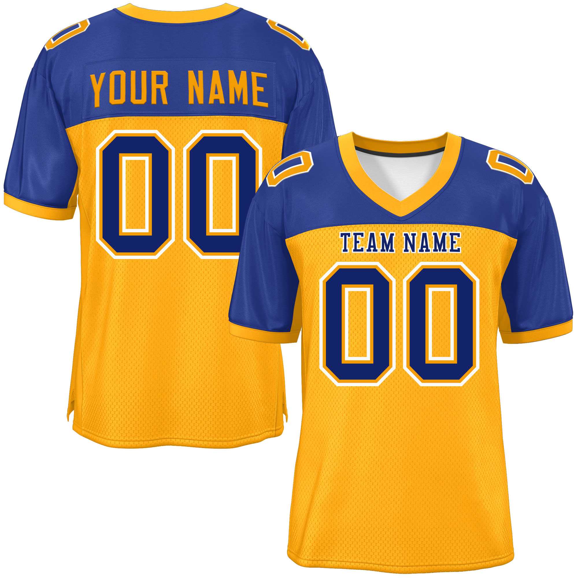 Custom Yellow-Royal Raglan Sleeves Fashion Authentic Football Jersey