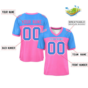 Custom Pink-Powder Blue Raglan Sleeves Fashion Authentic Football Jersey