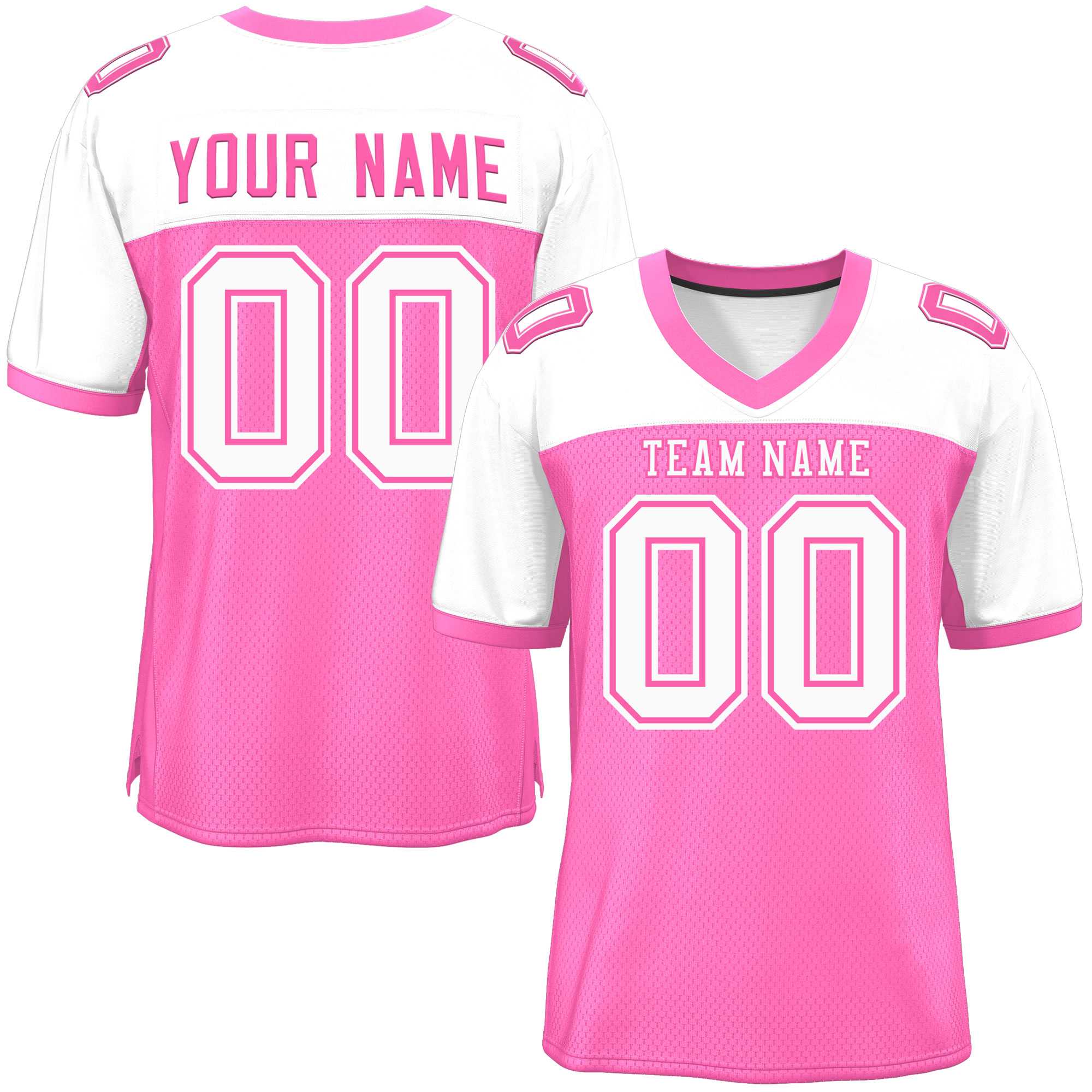 Custom Pink-White Raglan Sleeves Fashion Authentic Football Jersey