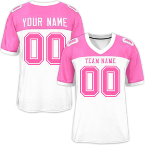 Custom White-Pink Raglan Sleeves Fashion Authentic Football Jersey