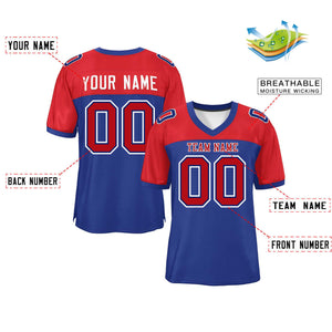 Custom Royal-Red Raglan Sleeves Fashion Authentic Football Jersey