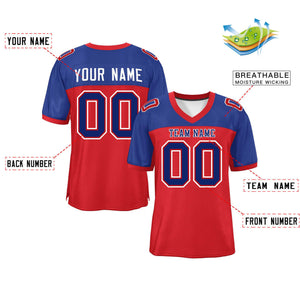 Custom Red-Royal Raglan Sleeves Fashion Authentic Football Jersey