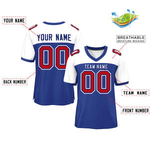 Custom Royal-White Raglan Sleeves Fashion Authentic Football Jersey