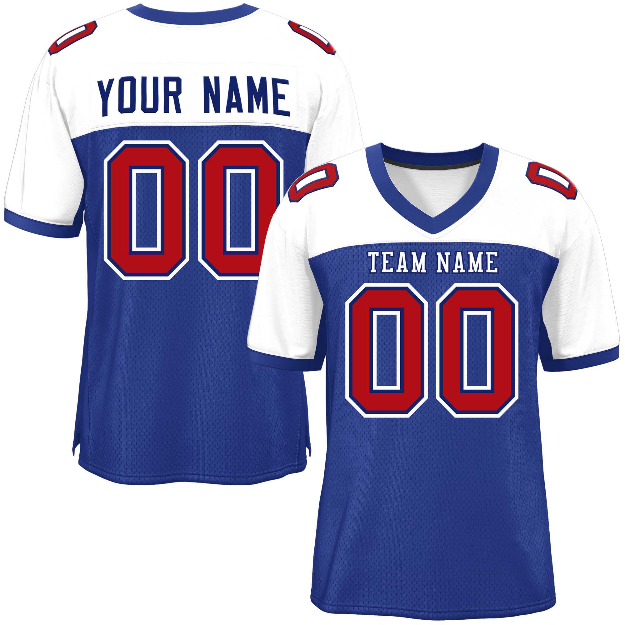 Custom Royal-White Raglan Sleeves Fashion Authentic Football Jersey