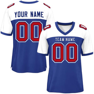 Custom Royal-White Raglan Sleeves Fashion Authentic Football Jersey