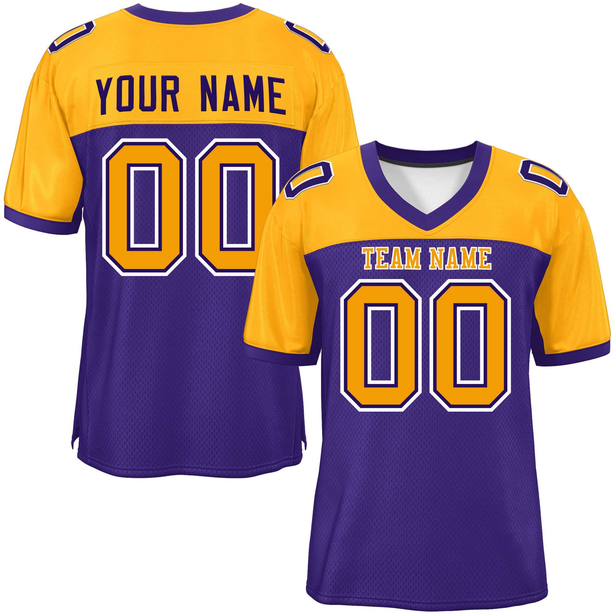 Custom Purple-Yellow Raglan Sleeves Fashion Authentic Football Jersey