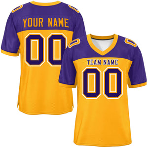 Custom Yellow-Purple Raglan Sleeves Fashion Authentic Football Jersey