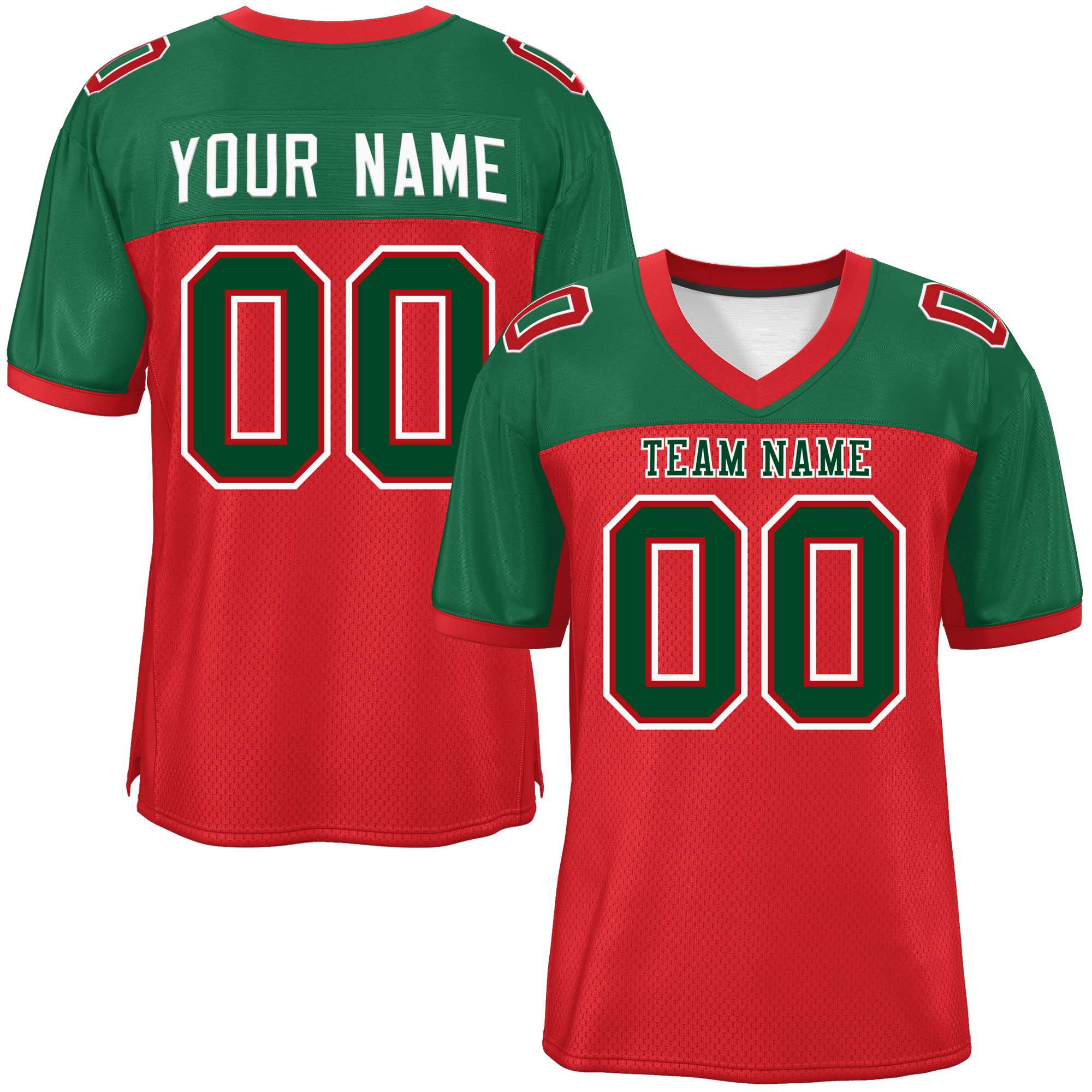 Custom Red-Green Raglan Sleeves Fashion Authentic Football Jersey