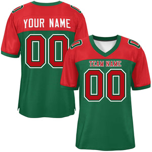 Custom Green-Red Raglan Sleeves Fashion Authentic Football Jersey