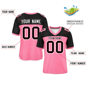 Custom Light Pink-Black Raglan Sleeves Fashion Authentic Football Jersey