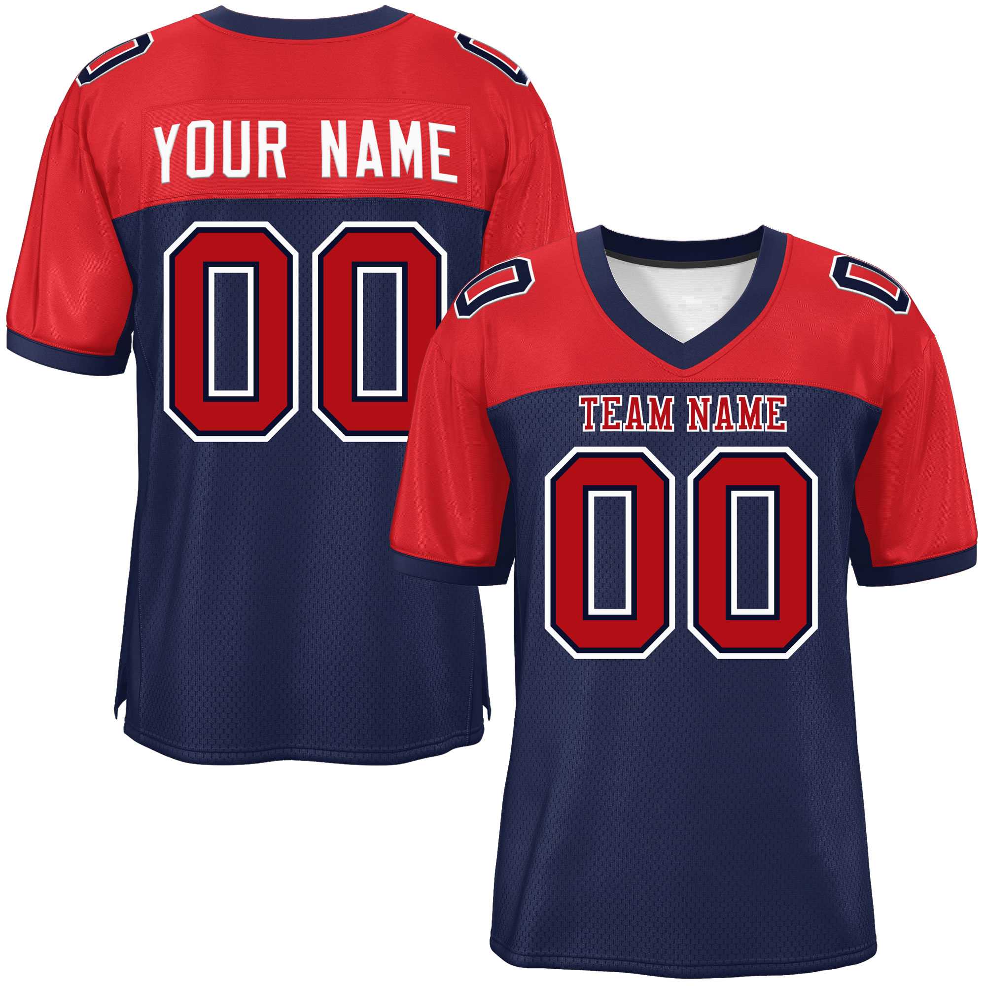 Custom Navy-Red Raglan Sleeves Fashion Authentic Football Jersey