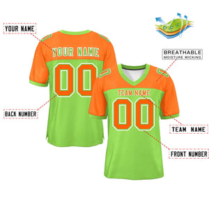 Custom Neon Green-Orange Raglan Sleeves Fashion Authentic Football Jersey