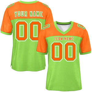 Custom Neon Green-Orange Raglan Sleeves Fashion Authentic Football Jersey