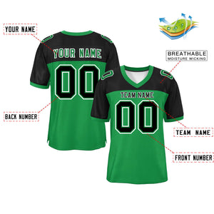 Custom Kelly Green-Black Raglan Sleeves Fashion Authentic Football Jersey