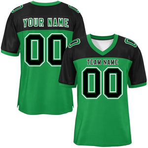 Custom Kelly Green-Black Raglan Sleeves Fashion Authentic Football Jersey