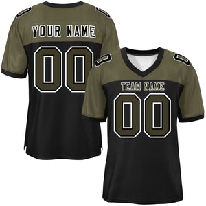 Custom Black-Olive Raglan Sleeves Fashion Authentic Football Jersey