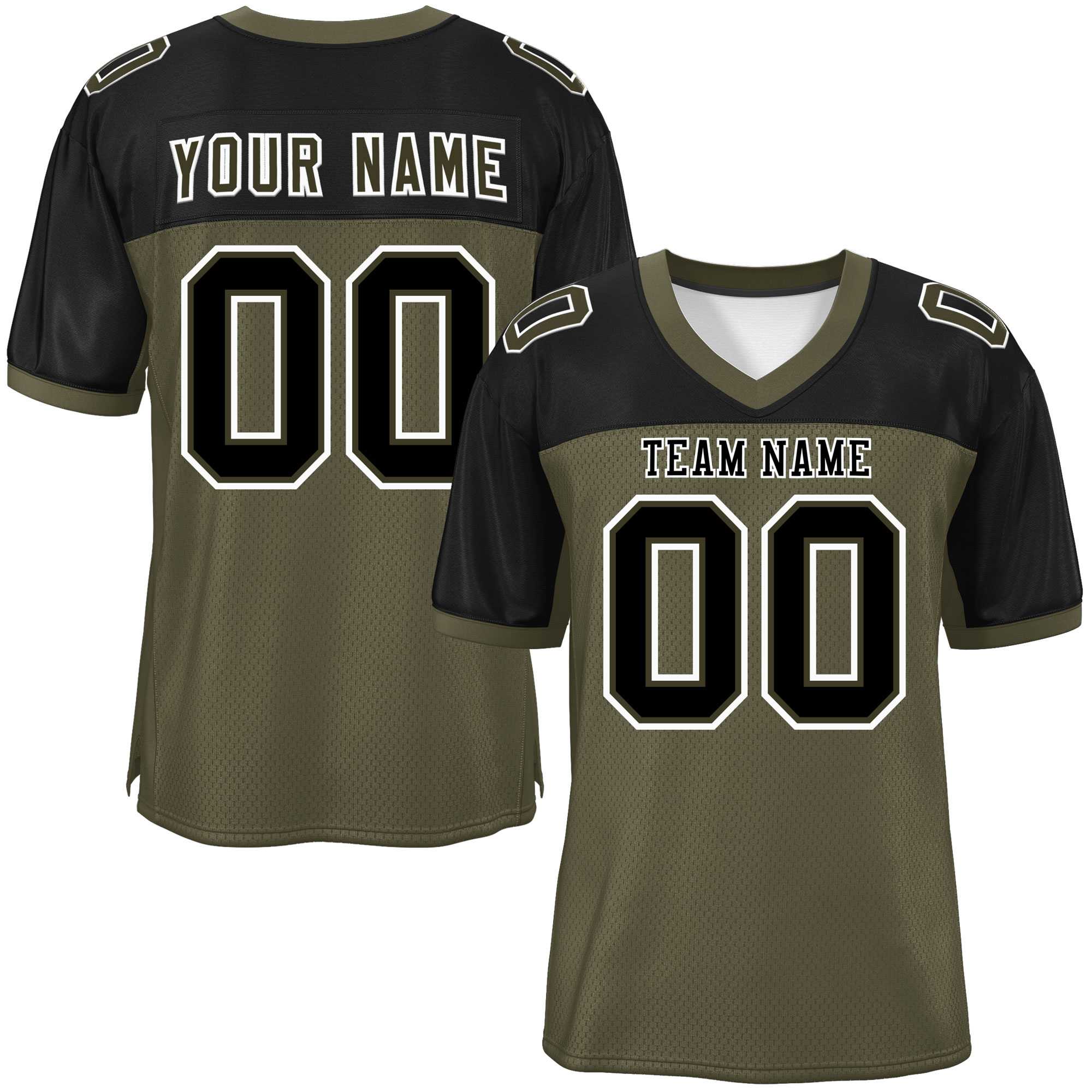 Custom Olive-Black Raglan Sleeves Fashion Authentic Football Jersey