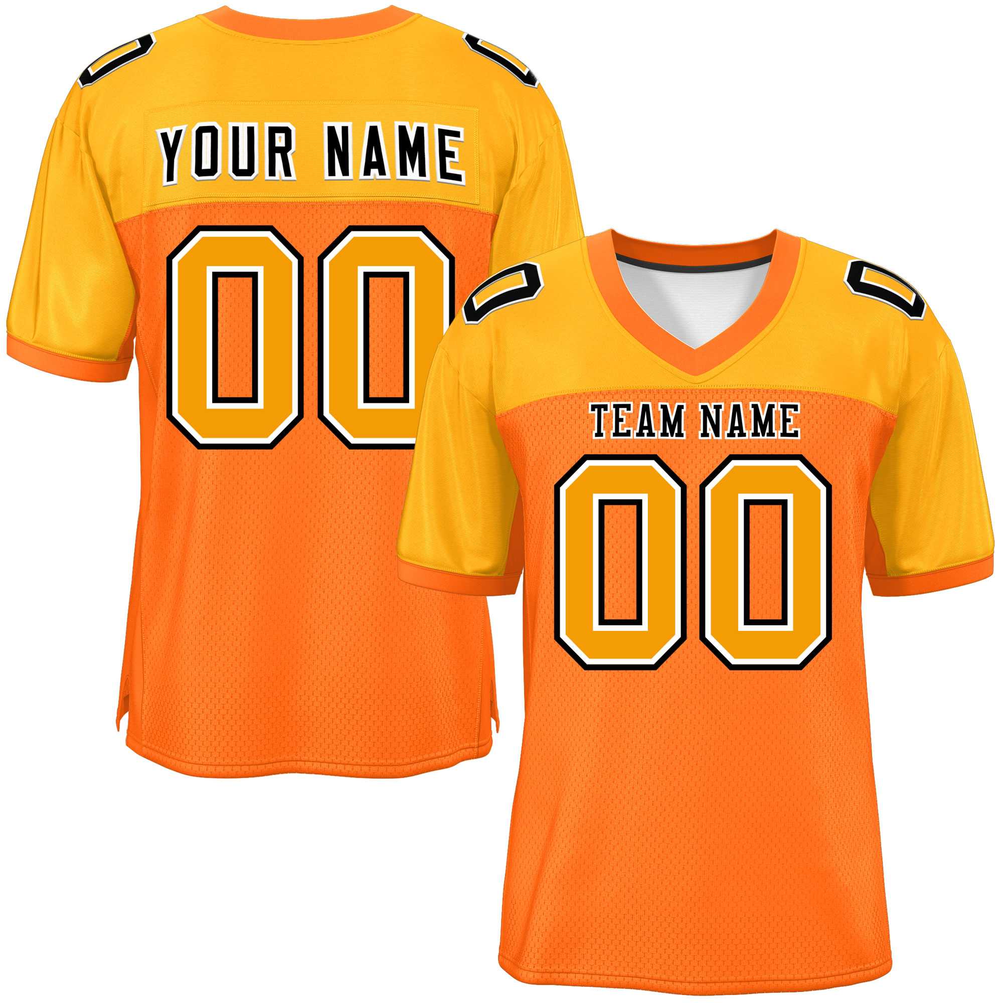 Custom Orange-Yellow Raglan Sleeves Fashion Authentic Football Jersey