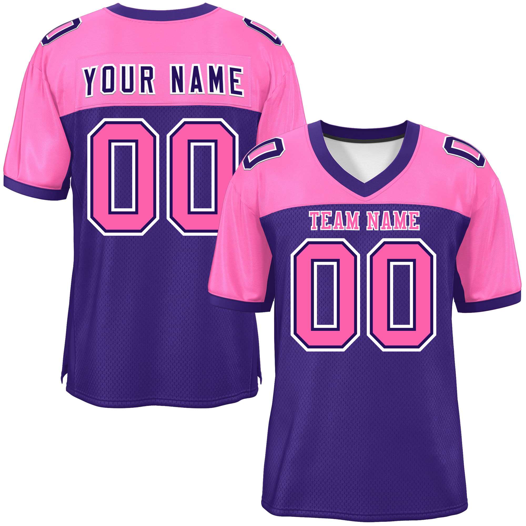 Custom Purple-Pink Raglan Sleeves Fashion Authentic Football Jersey