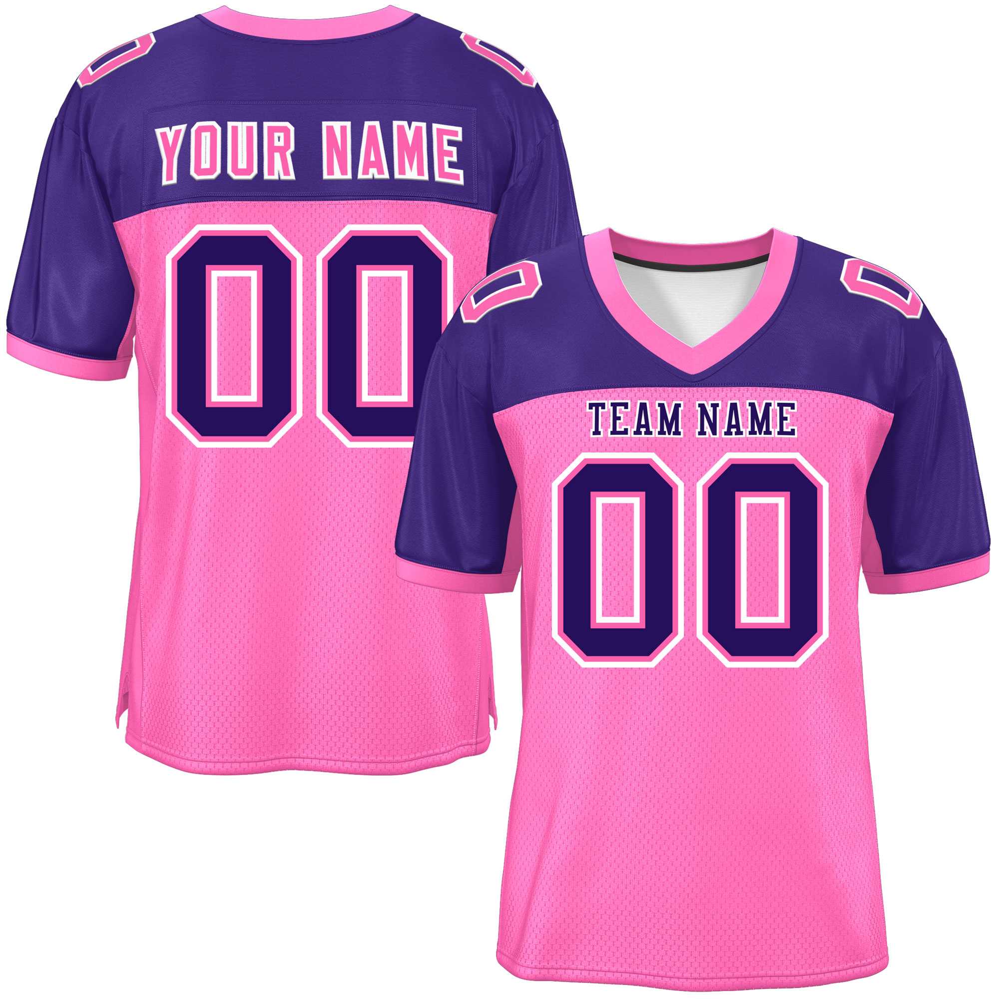 Custom Pink-Purple Raglan Sleeves Fashion Authentic Football Jersey