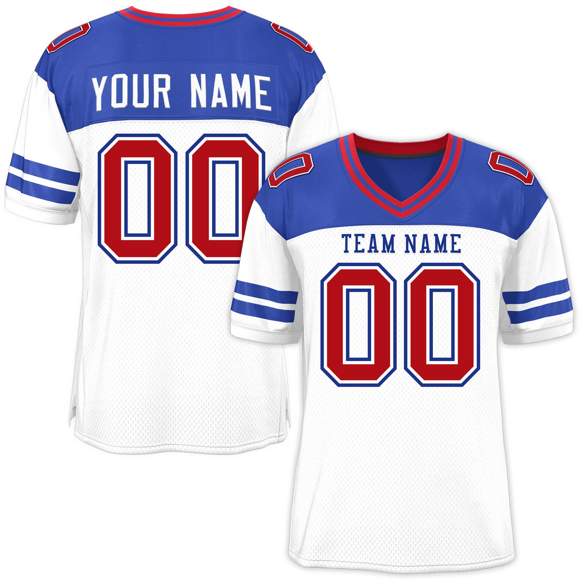 Custom White Royal Personalized Color Block Authentic Football Jersey