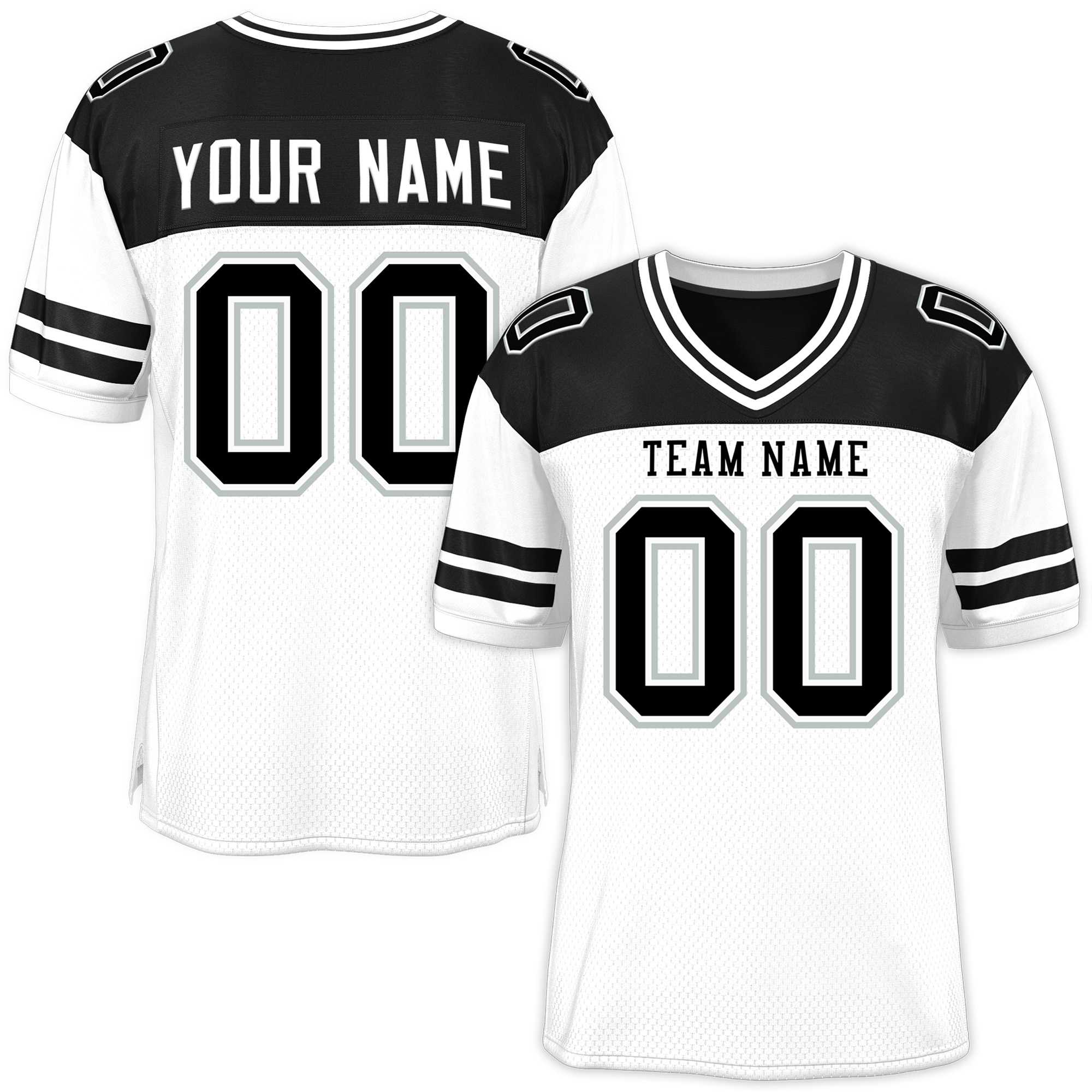 Custom White Black Personalized Color Block Authentic Football Jersey