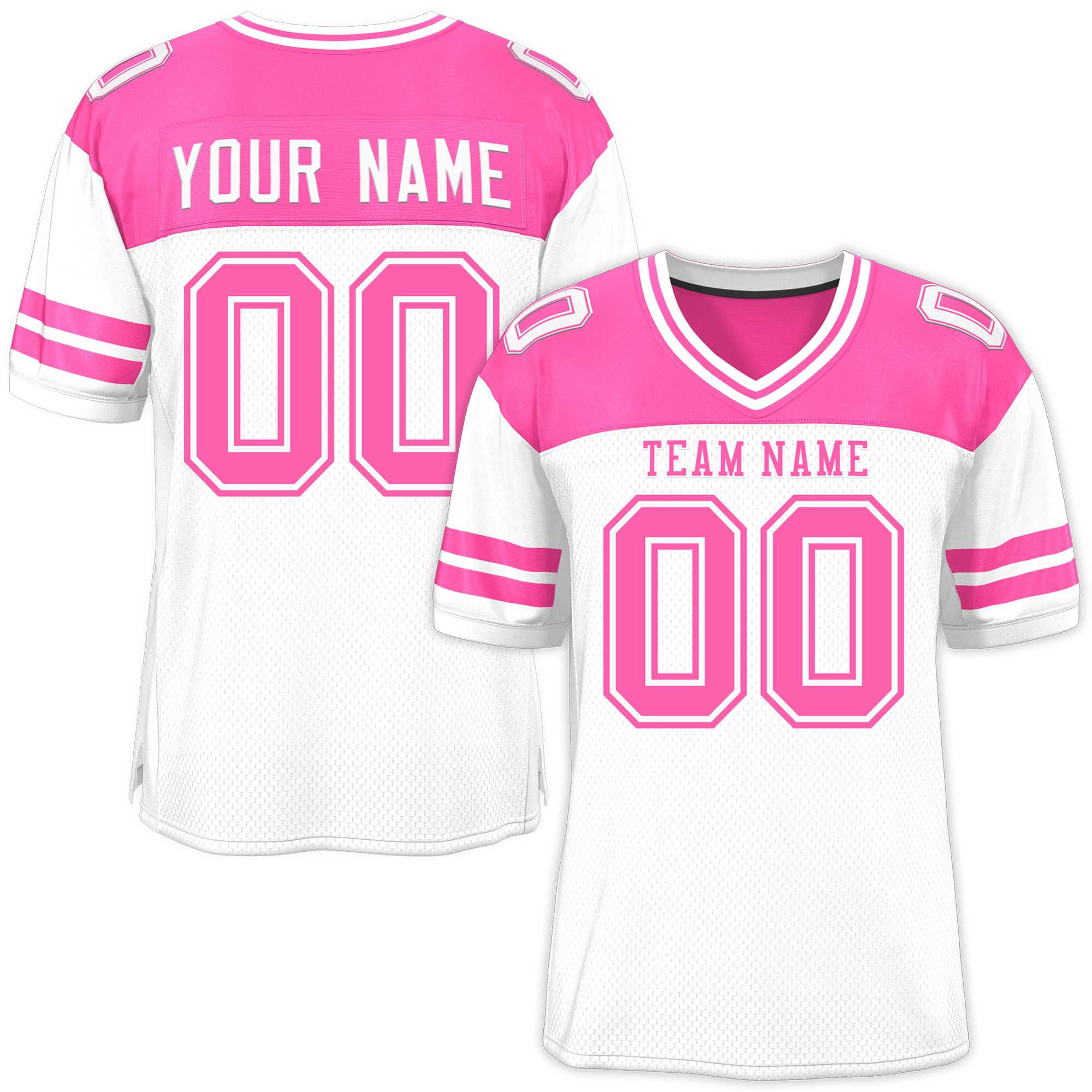 Custom White Pink Personalized Color Block Authentic Football Jersey