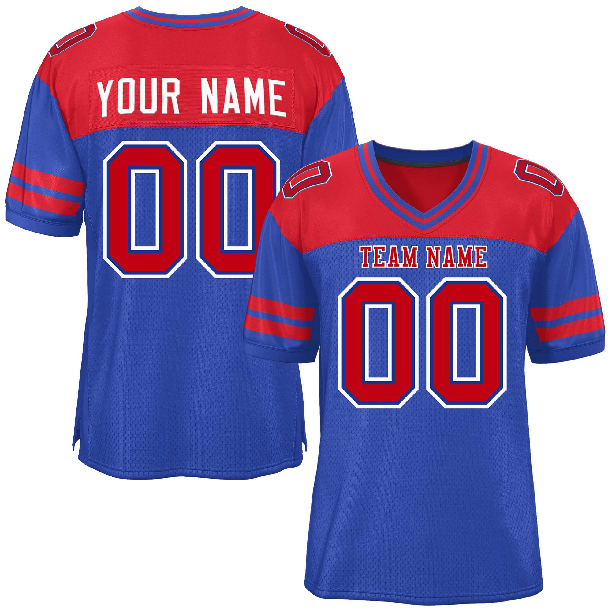 Custom Royal Red Personalized Color Block Authentic Football Jersey