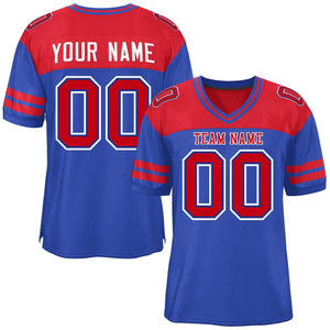 Custom Royal Red Personalized Color Block Authentic Football Jersey