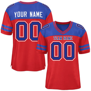 Custom Red Royal Personalized Color Block Authentic Football Jersey